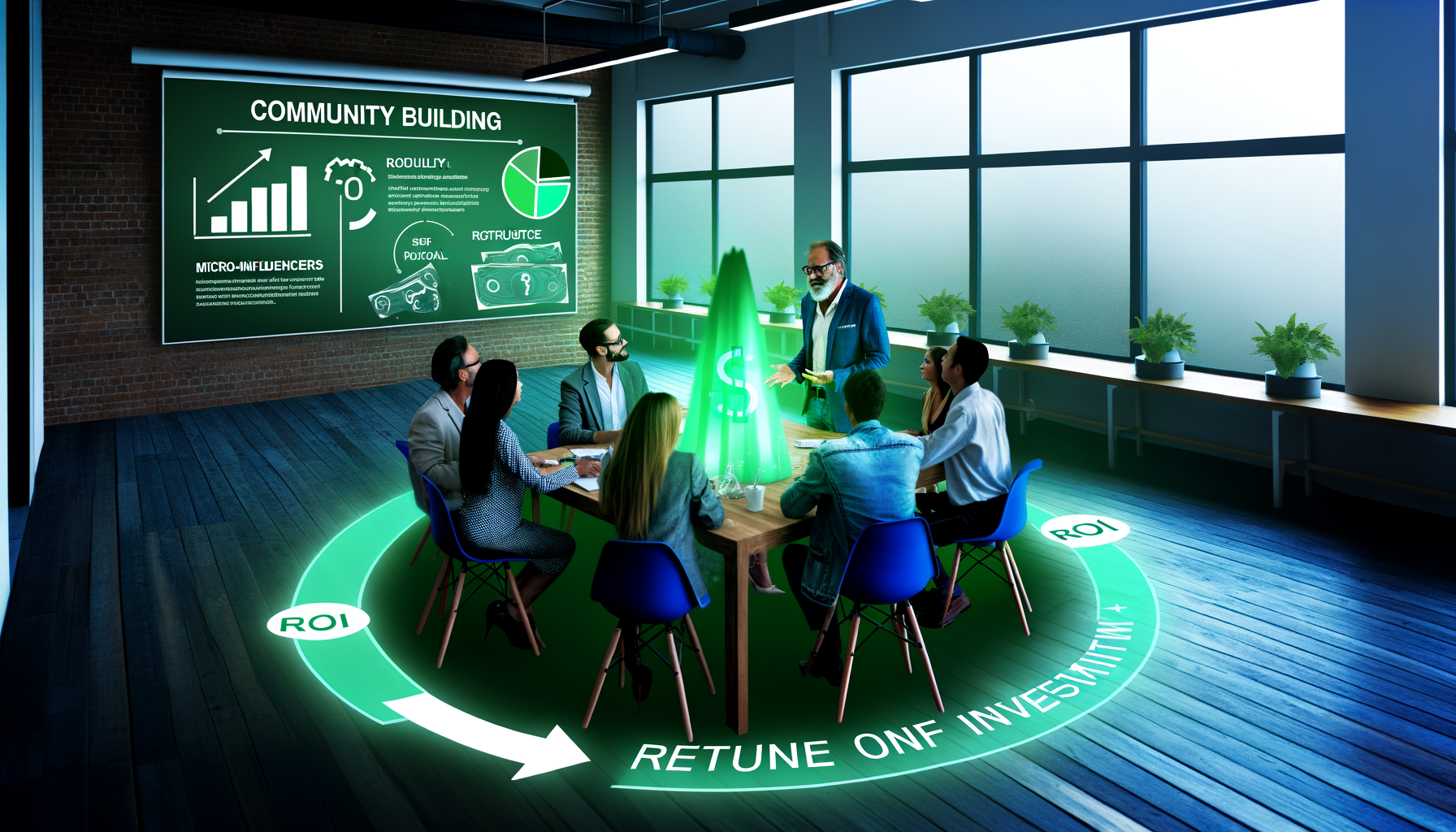 Professional Local Community Building through Micro-Influencer Partnerships illustration showing Micro-influencers engaging w