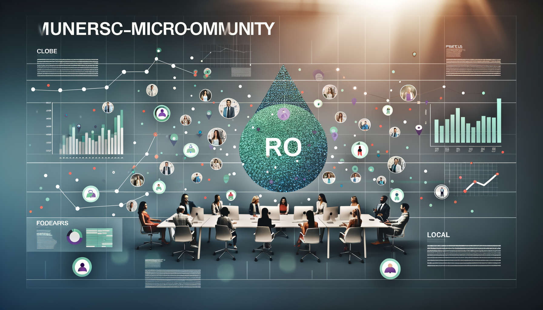Professional Micro-community engagement illustration showing Small, engaged groups of people representing micro-communities, 