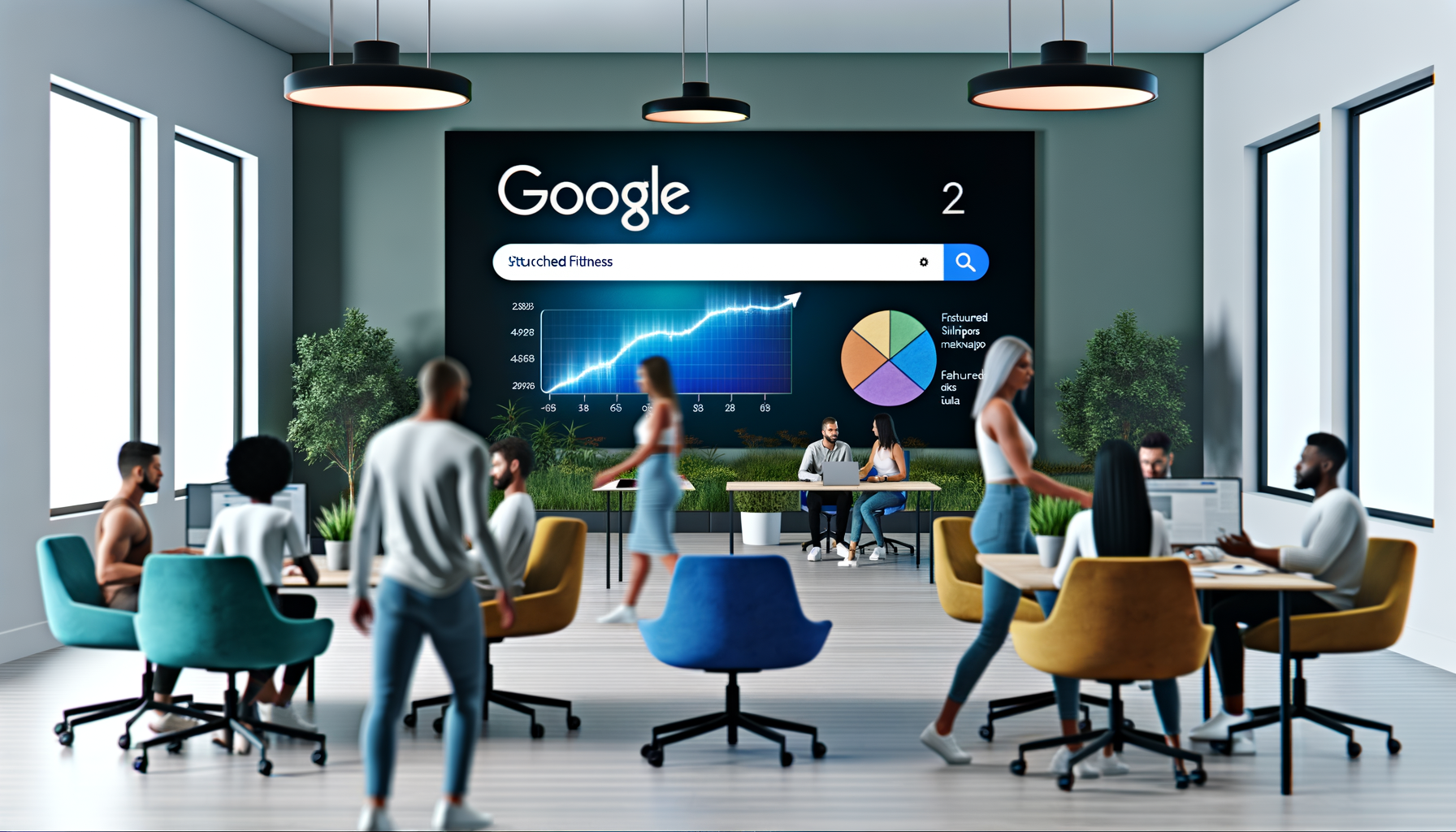 Professional Digital Marketing Transformation illustration showing Graph or chart showing search trends, Phoenix Fitness bran