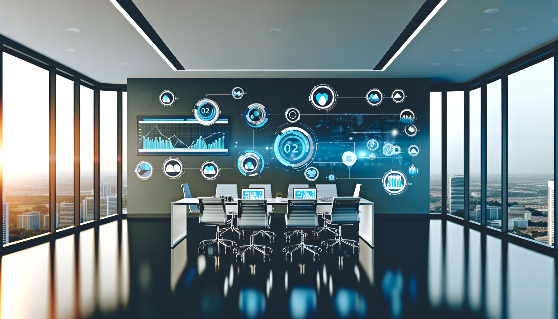 Professional Business and Analytics illustration showing Graphs and Charts, Cross-Channel Marketing Icons related to Smart En