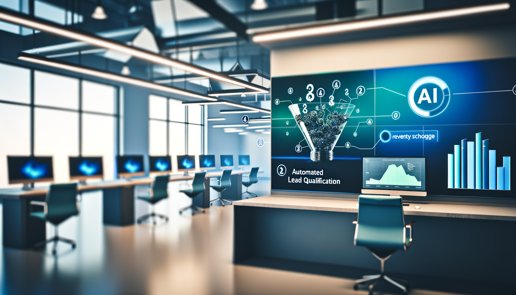 Professional Technology-driven Business Strategy illustration showing AI-powered systems, Automated lead qualification relate
