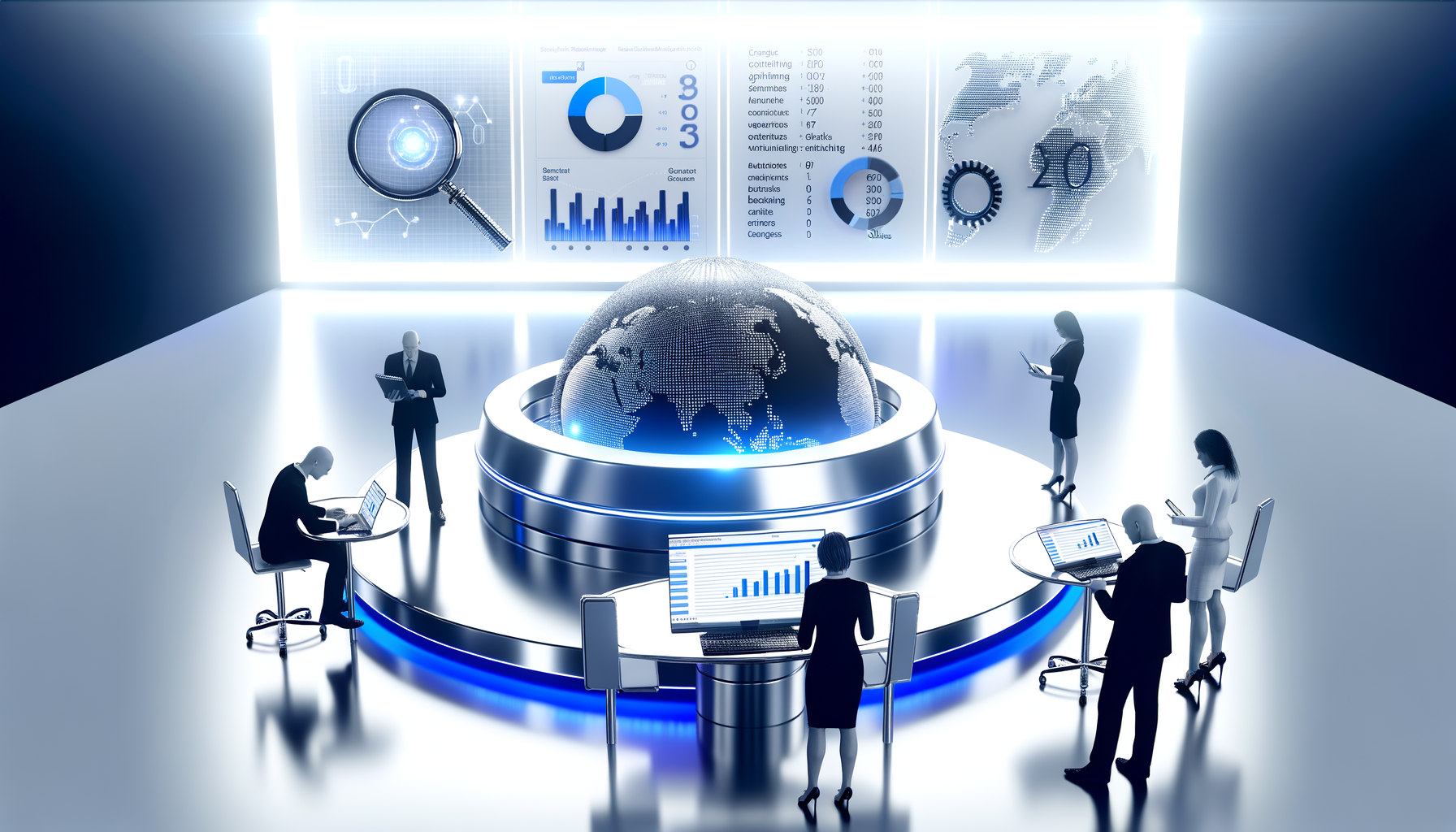 Professional Technology and Business Strategy illustration showing AI interfaces on search engines, Zero-click search statist