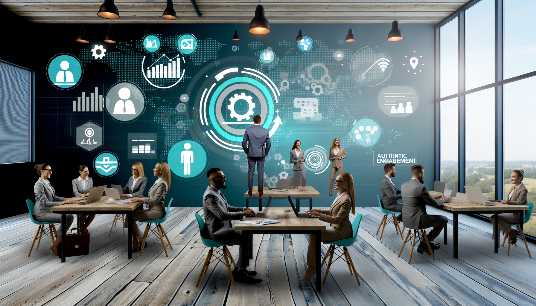 Professional Niche Community Engagement illustration showing Small business owners collaborating, Diverse community platforms