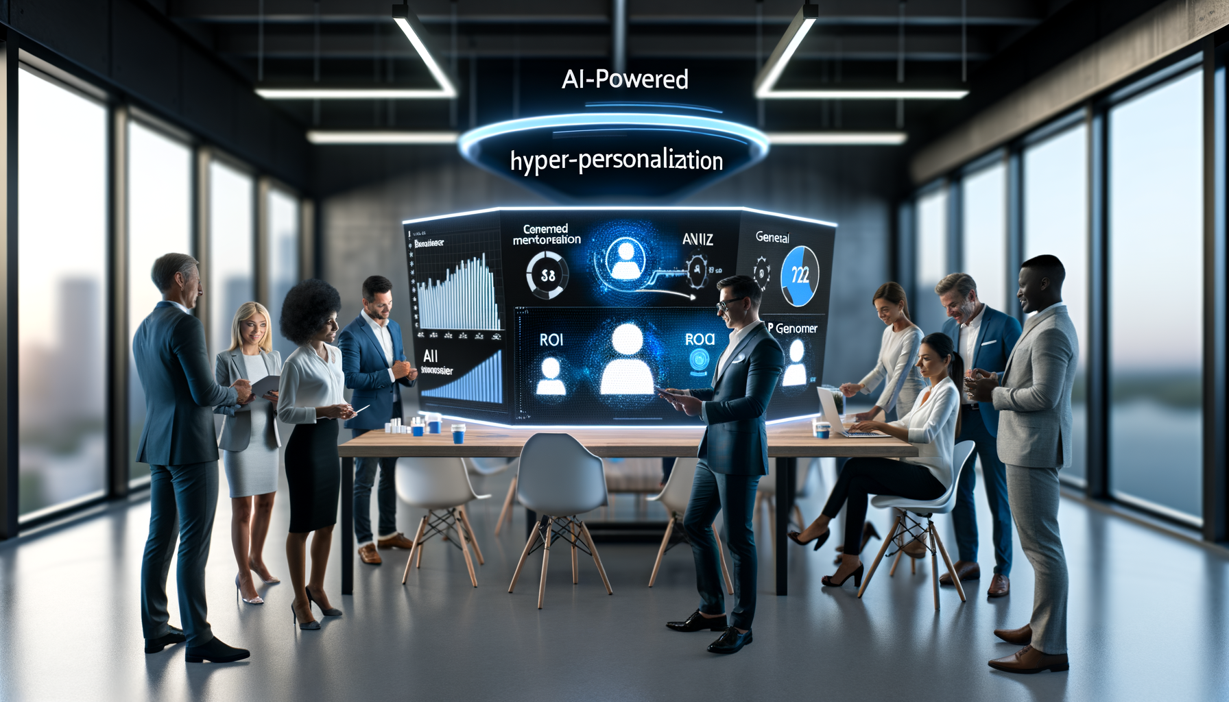 Professional AI-Powered Hyper-Personalization in Small Business illustration showing AI technology interface, Small business 