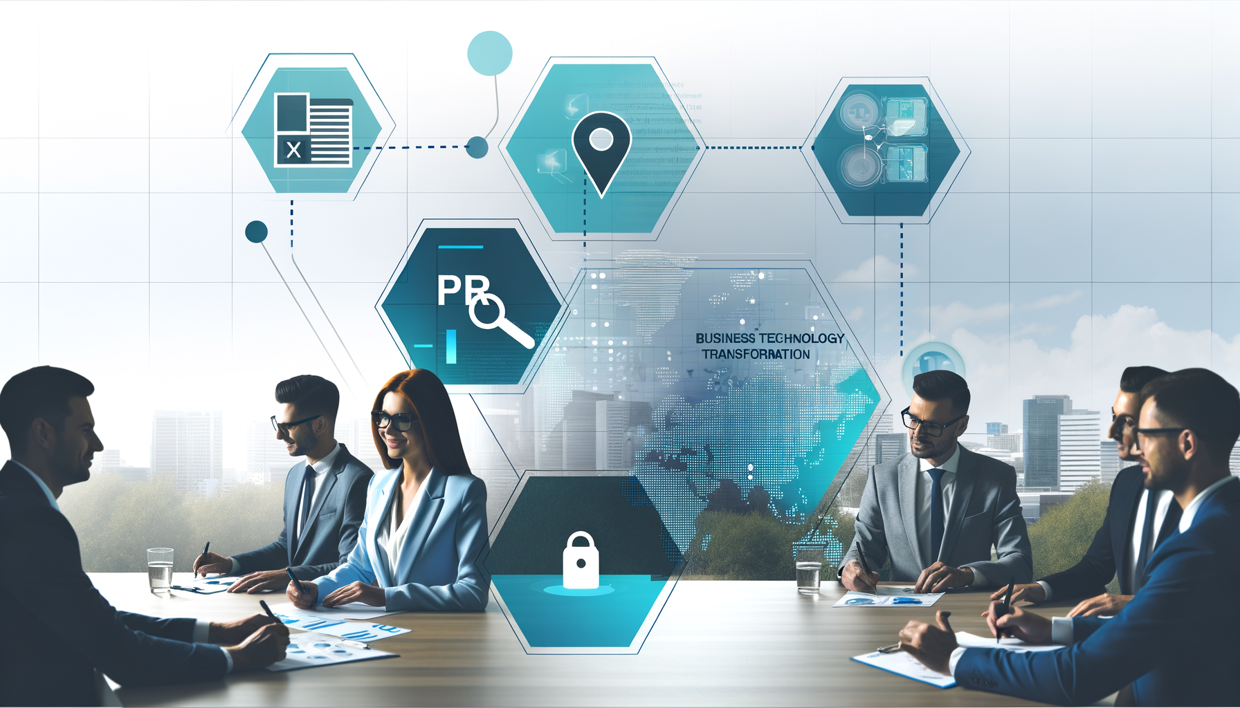Professional Business Technology Transformation illustration showing Digital PR strategy, Automation tools related to Smart S