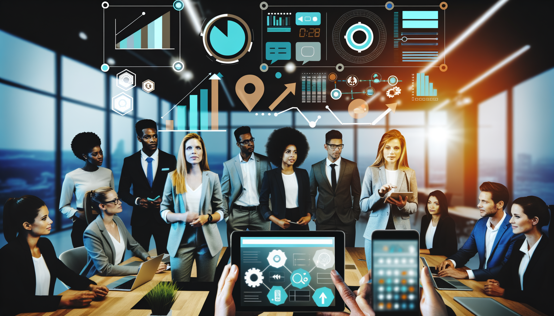 Professional Technology Empowering Small Businesses illustration showing Visual workflow builder interface, Small business te